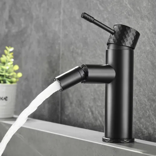 Diamond Cutting Matte Black Bathroom Bidet Faucet Mixer